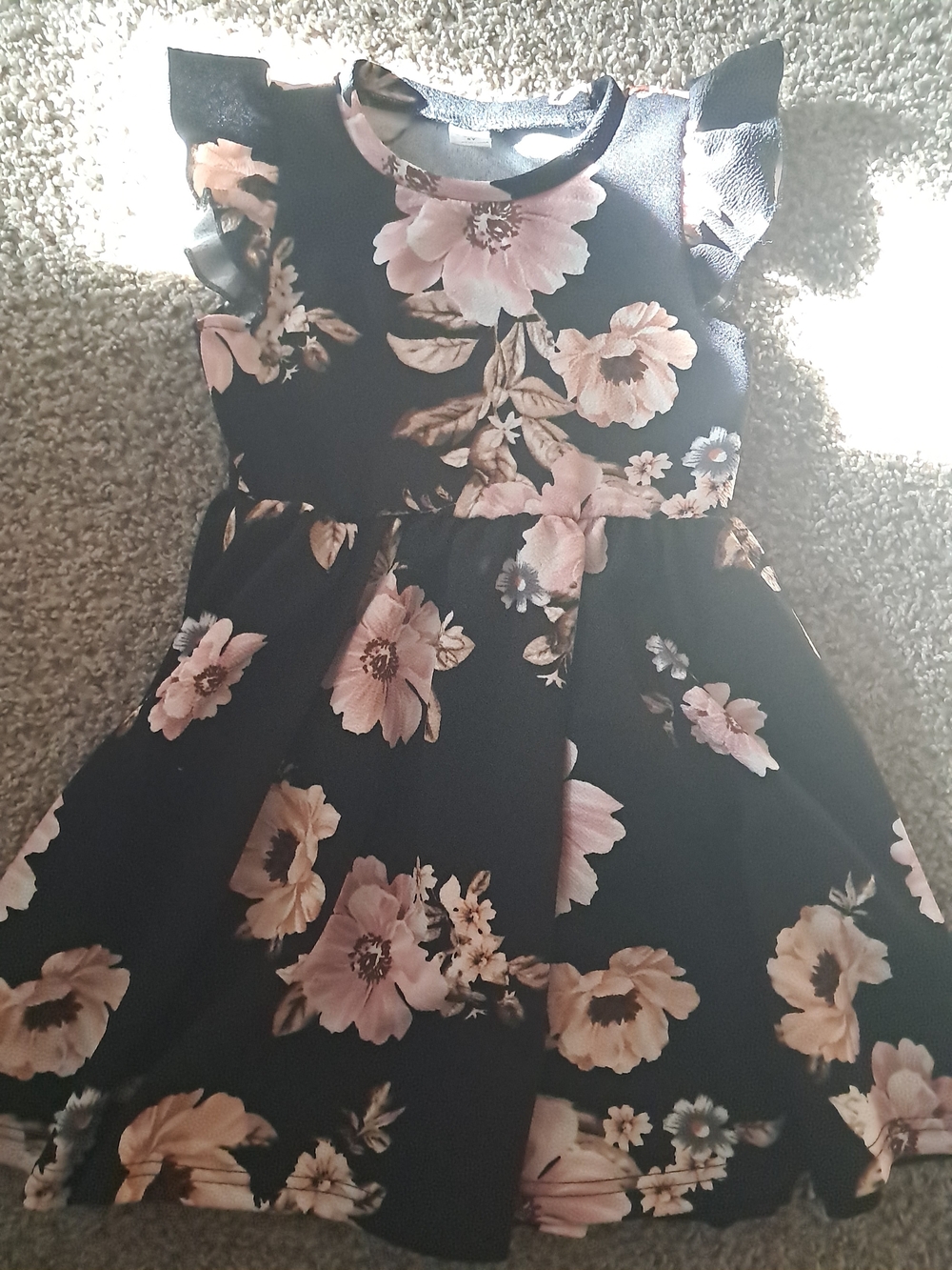 SHEIN Black Dress with Blush Pink Floral Print